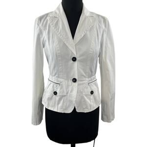 Marc Cain Sports White N3 Blazer Jacket Two Button Peak Lapel Single Breasted